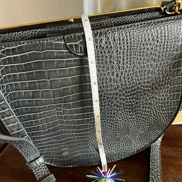 A NEW DAY Gray Croc with Gold Details Crossbody Bag - Picture 7 of 16